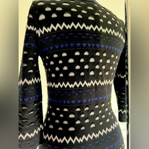 Gabby Skye Textured Geo Design 3/4 Sleeves Sweater Dress S/M - Picture 5 of 8